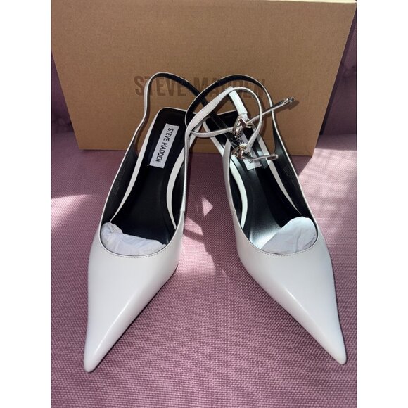 Steve Madden Rizzie Low Heels in White 8 With Box Womens Pumps - Picture 5 of 10